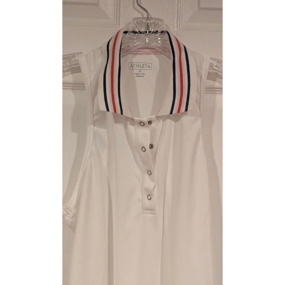 Athleta Sleeveless Polo Shirt White Athletic Golf Tennis Top Medium‎ - Picture 2 of 7